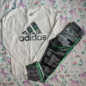 Adidas Kids' Black and Green Striped Bottoms